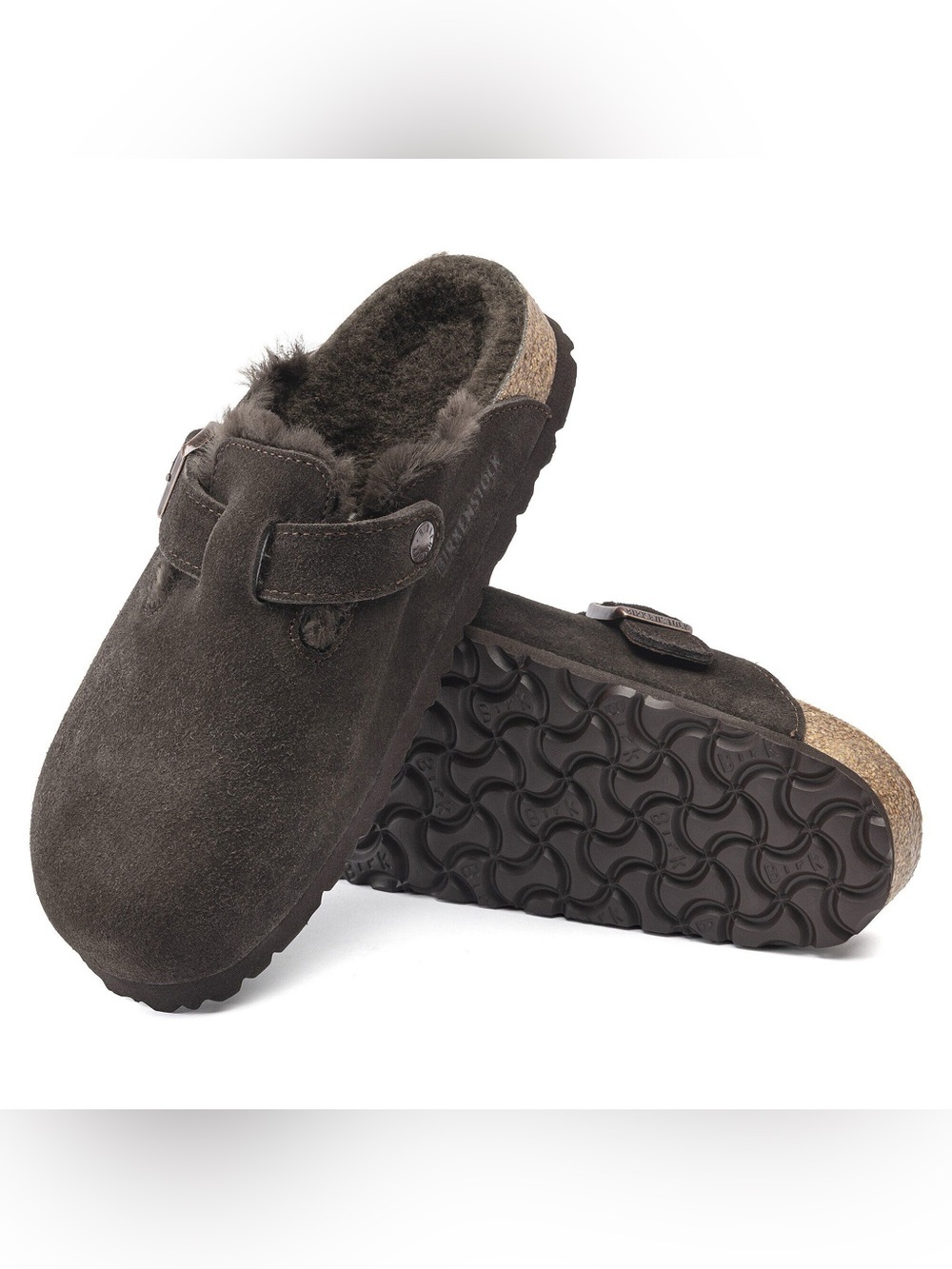 BIRKENSTOCK BOSTON SUEDE MOCHA SHEARLING